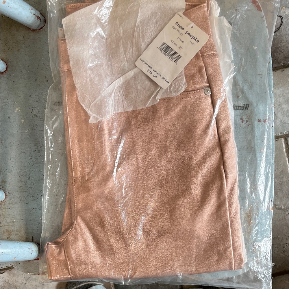 FREE PEOPLE pink faux leather pants - Picture 2 of 9